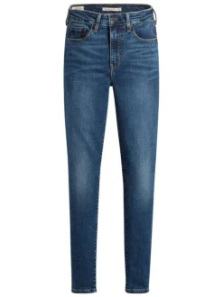Jean 5 poches 721™ High Rise Skinny en coton mélangé bleu et surpiqûres marron