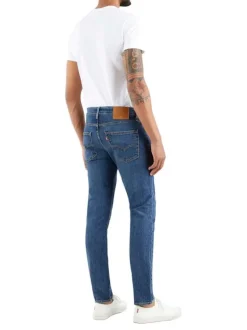 Jean 5 poches 512 Slim Taper en coton bleu uni à coupe slim à taille intermédiaire