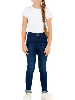 Jean Polly en coton mélangé indigo avec une coupe skinny et une taille élastiquée