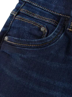 Jean regular fit Rose en matières recyclées brut effet usé à surpiqures contrastées