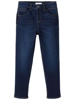 Jean regular fit Rose en matières recyclées brut effet usé à surpiqures contrastées