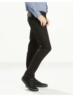 Jean 502 Regular Taper noir en coton uni coupe slim