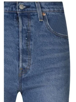 Jean Ribcage Straight Ankle en coton bleu délavé avec une coupe regular fit