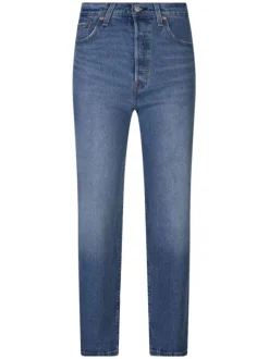 Jean Ribcage Straight Ankle en coton bleu délavé avec une coupe regular fit