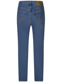 Jean Ribcage Straight Ankle en coton bleu délavé avec une coupe regular fit