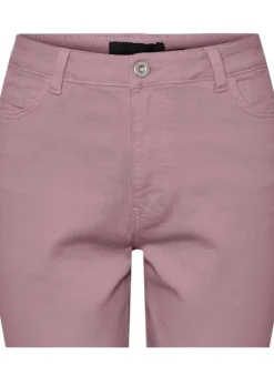 Jean rose uni en coton mélangé avec une coupe slim et à 5 poches