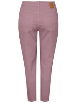 Jean rose uni en coton mélangé avec une coupe slim et à 5 poches
