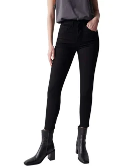 Jean Secret Glamour Cropped en coton noir avec une coupe skinny