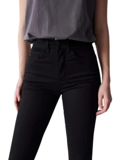 Jean Secret Glamour Cropped en coton noir avec une coupe skinny