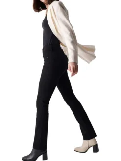 Jean Secret Push In Slim en coton noir avec un double boutonnage avant