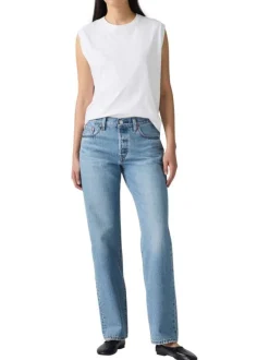 Jean 501® '90S en coton bleu jean clair uni avec multiples poches