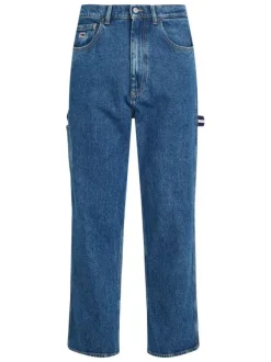 Jean Skater Carpenter en coton mélangé bleu uni avec une coupe droite