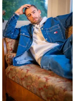 Jean Skater Carpenter en coton mélangé bleu uni avec une coupe droite
