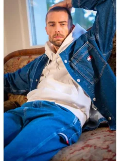 Jean Skater Carpenter en coton mélangé bleu uni avec une coupe droite