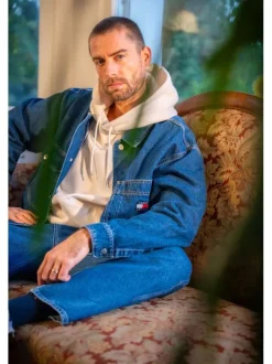 Jean Skater Carpenter en coton mélangé bleu uni avec une coupe droite
