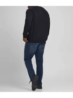 Jean slim bleu délavé en coton mélangé avec 5 poches et rivets métalliques