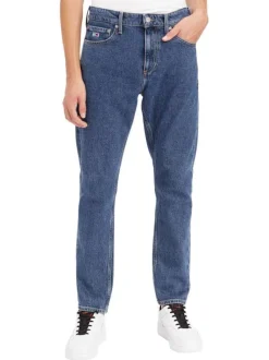 Jean slim 5 poches Scanton en partie en coton stretch recyclé bleu uni