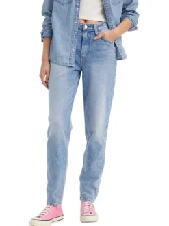 Jean '80s Mom Jeans bleu stone uni à coupe tapered et à taille haute