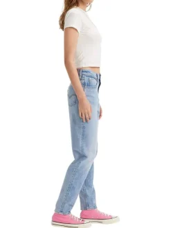Jean '80s Mom Jeans bleu stone uni à coupe tapered et à taille haute
