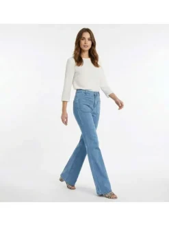 Jean Sonny en coton mélangé bleu clair uni pourvu d'une coupe flare