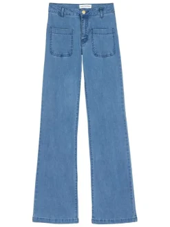 Jean Sonny en coton mélangé bleu clair uni pourvu d'une coupe flare