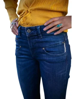 Jeans taille haute bleu