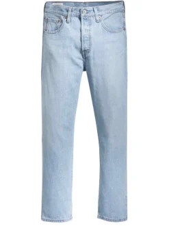 Jeans taille haute style 5 poches bleu clair délavé et avec une coupe droite