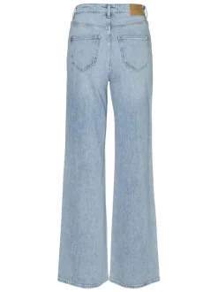 Jean stone avec une coupe bootcut et un patch d'authenticité à l'arrière
