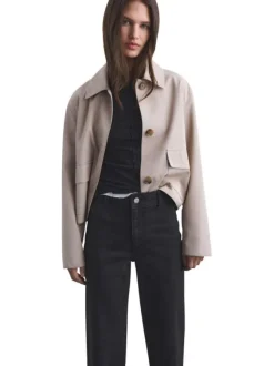 Jean style jupe-culotte en coton noir uni à coupe large et taille haute