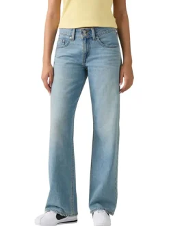 Jean Superlow Loose en coton bleu uni à coupe droite pourvu de multiples poches