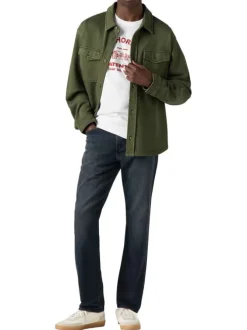 Jean 502® Taper anthracite en coton à coupe droite et patch de la marque