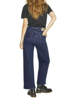 Jean Tokyo Wide bleu en coton uni avec une coupe droite
