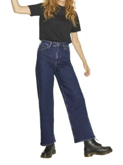 Jean Tokyo Wide bleu en coton uni avec une coupe droite
