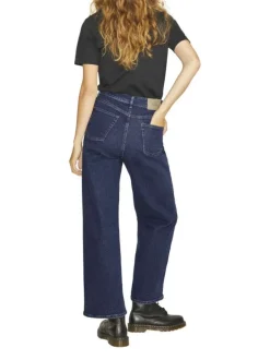 Jean Tokyo Wide bleu en coton uni avec une coupe droite