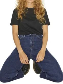 Jean Tokyo Wide bleu en coton uni avec une coupe droite