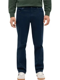 Jean Tramper Straight en coton marine uni avec une coupe droite