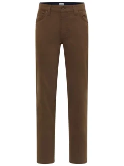 Jean Tramper Straight en coton marron uni avec une coupe droite