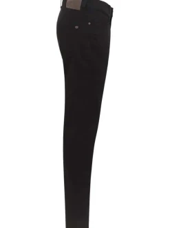 Jean Vegas en coton noir avec une coupe slim, cinq poches et marque métallique