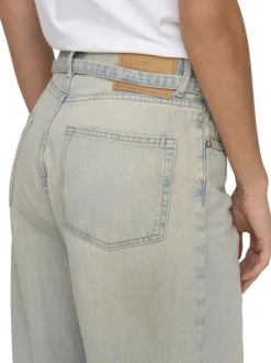 Jean Venice-Bleecker Mw Baggy en coton stone uni avec poches et ceinture denim
