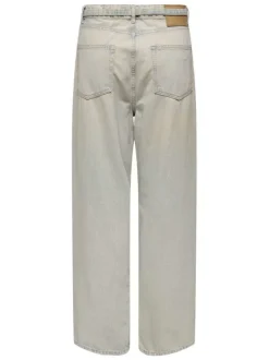 Jean Venice-Bleecker Mw Baggy en coton stone uni avec poches et ceinture denim