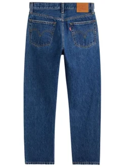Jean vintage 501® Crop en coton bleu uni à coupe regular fit zippée et jambe 7/8