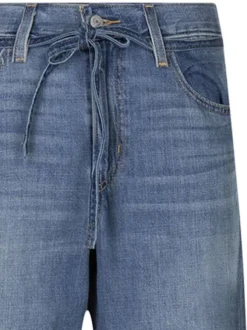 Jean Xl Straight en coton bleu délavé avec coupe bootcut oversize et cordon
