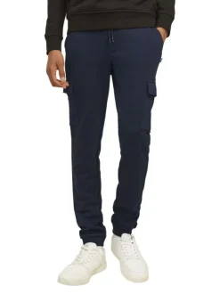 Jogging cargo bleu marine uni à coupe slim fit et à taille mi-haute