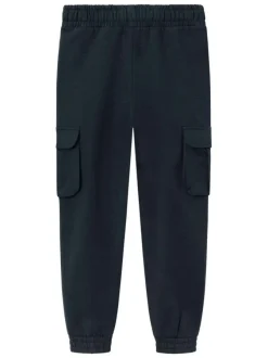 Jogging marine uni à coupe slim avec poches cargo et taille élastiquée