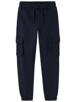 Jogging marine uni à coupe slim avec poches cargo et taille élastiquée