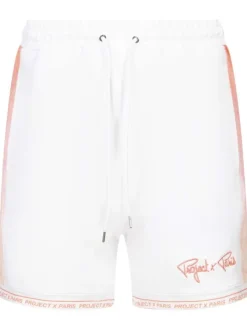 Jogging blanc uni avec une coupe droite et une bande dégradée orange