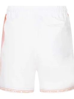 Jogging blanc uni avec une coupe droite et une bande dégradée orange