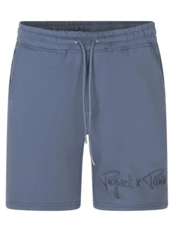 Jogging bleu uni avec une coupe droite et une taille élastiquée