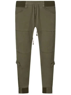 Jogging Celine Jazz kaki uni avec une coupe droite et un cordon de serrage