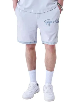 Jogging ciel uni avec le nom de la marque brodé et une coupe droite